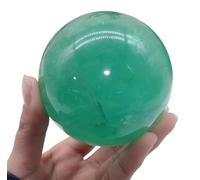 AUOQKQUT Green Fluorite Sphere Crystal Ball Ornaments Quartz Stone with Stand for Healing/Divination/Chakra Balance/Yoga/Home/Office FengShui Decoration,45-50mm