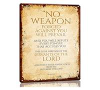 AUOQKQUT Isaiah 54:17 No Weapon Metal Sign Bible Scripture Vintage Wall Hanging for Bedroom Prayer Room Home Office 8 X 12 in