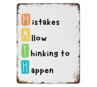 AUOQKQUT Retro Tin Sign Math Mistakes Proof Learning Growth Mindset Poster For Home School Kitchen Bar Cafe Decor 8 X 12 inch
