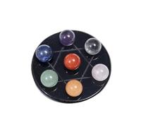 AUOQKQUT Seven Star Array Obsidian Plate Mixed Crystal Ball Set Stones Classical FengShui Ornament