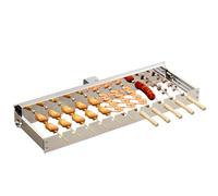 AUORUSI Tourne Broche Electrique en Acier Inoxydable avec Moteur et 11 Brochettes, Dimensions Réglables (L) 57 x (P) 16-30 cm, pour Camping, Jardin, Pique-Nique et Fête