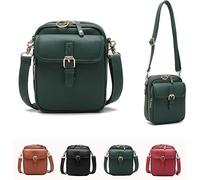 Auosxny Mini Sac Messager Double Couche Grande capacité, Version 2025, Porte-Monnaie Vintage antivol, avec 10 emplacements pour Cartes, Sac à bandoulière pour Femmes et Hommes(Brown)