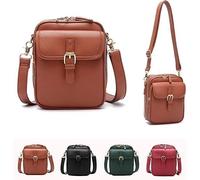 Auosxny Mini Sac Messager Double Couche Grande capacité, Version 2025, Porte-Monnaie Vintage antivol, avec 10 emplacements pour Cartes, Sac à bandoulière pour Femmes et Hommes(Green)