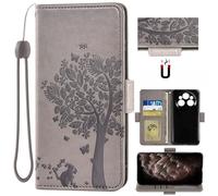 Auotu Cuir PU Coque Flip Bookstyle Magnétique Étui Cover Case pour OUKITEL WP35 / WP35S / WP35Pro / WP39 / WP39Pro / WP55 / WP55 Pro (Gris with Arbre Pattern)