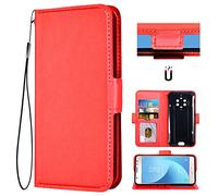 Auotu Cuir PU Coque Flip Bookstyle Magnétique Housse Étui Cover Case pour Blackview BV8800 / Blackview BL8800 / Blackview BL8800 Pro Smartphone (Rouge)