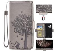 Auotu Cuir PU Coque Flip Bookstyle Magnétique Housse Étui Cover Case pour Blackview BV9200 Smartphone (Gris with Arbre Pattern)