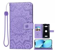 Auotu Cuir PU Coque Flip Bookstyle Magnétique Housse Étui Cover Case pour Crosscall Core M5 Smartphone (Violet with Fleurs Pattern)