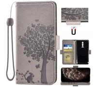 Auotu Cuir PU Coque Flip Bookstyle Magnétique Housse Étui Cover Case pour DOOGEE Blade 10 Ultra/DOOGEE Blade 10 / DOOGEE Blade 10 Pro Smartphone (Gris with Arbre Pattern)