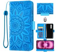 Auotu Cuir PU Coque Flip Bookstyle Magnétique Housse Étui Cover Case pour DOOGEE Blade 20/20 Turbo/Blade 10 Power Smartphone (Bleu with Fleurs Pattern)