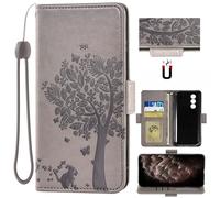 Auotu Cuir PU Coque Flip Bookstyle Magnétique Housse Étui Cover Case pour DOOGEE Blade 20/20 Turbo/Blade 10 Power Smartphone (Gris with Arbre Pattern)