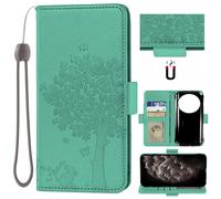 Auotu Cuir PU Coque Flip Bookstyle Magnétique Housse Étui Cover Case pour Doogee V30 Pro/Doogee V31 GT/DOOGEE S118 Pro Smartphone (Vert with Arbre Pattern)