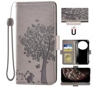 Auotu Cuir PU Coque Flip Bookstyle Magnétique Housse Étui Cover Case pour Doogee V30 Pro/Doogee V31 GT/DOOGEE S118 Pro Smartphone (Gris with Arbre Pattern)