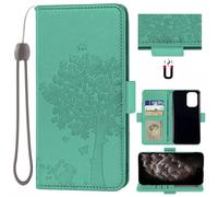 Auotu Cuir PU Coque Flip Bookstyle Magnétique Housse Étui Cover Case pour Doro 8100 / Doro 8100 Plus/Doro 8110 / Doro 8110 Plus Smartphone (Vert with Arbre Pattern)