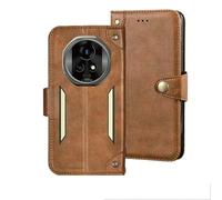 Auotu Cuir PU Coque with Protection de la caméra Flip Bookstyle Magnétique Housse Étui Cover Case pour Blackview Xplore 2 Projektor / Xplore2 Satellite Smartphone (Brun)