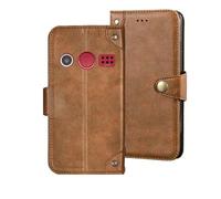 Auotu Cuir PU Coque with Protection de la caméra Flip Bookstyle Magnétique Housse Étui Cover Case pour Doro 1380 1381 1382 Smartphone (Brun)