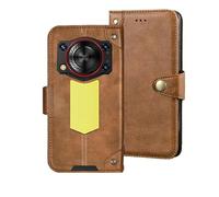 Auotu Cuir PU Coque with Protection de la caméra Flip Bookstyle Magnétique Housse Étui Cover Case pour Oukitel WP53 / WP53S / WP53 Pro Smartphone (Brun)