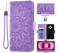 Auotu Cuir with Protection de la caméra PU Coque Flip Bookstyle Magnétique Housse Étui Cover Case pour Ulefone RugKing 4 Pro Smartphone (Violet with Fleurs Pattern)