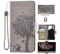 Auotu Cuir with Protection de la caméra PU Coque Flip Bookstyle Magnétique Housse Étui Cover Case pour Oscal Pilot 1 Smartphone (Gris with Arbre Pattern)