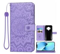 Auotu Cuir with Protection de la caméra PU Coque Flip Bookstyle Magnétique Housse Étui Cover Case pour Doogee S118 / DOOGEE S Cyber/S Cyber Pro Smartphone (Violet with Fleurs Pattern)