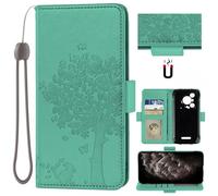 Auotu Cuir with Protection de la caméra PU Coque Flip Bookstyle Magnétique Housse Étui Cover Case pour Blackview BL7000 5G AI Smartphone (Vert with Arbre Pattern)