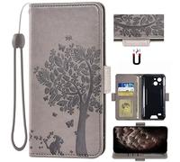 Auotu Cuir with Protection de la caméra PU Coque Flip Bookstyle Magnétique Housse Étui Cover Case pour Oukitel WP20 Pro/WP20/OUKITEL WP32/Oukitel G2 Smartphone (Gris with Arbre Pattern)