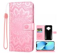 Auotu Cuir with Protection de la caméra PU Coque Flip Bookstyle Magnétique Housse Étui Cover Case pour Doogee S118 / DOOGEE S Cyber/S Cyber Pro Smartphone (Rose with Fleurs Pattern)