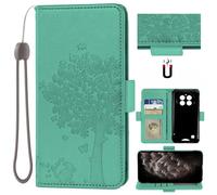 Auotu Cuir with Protection de la caméra PU Coque Flip Bookstyle Magnétique Housse Étui Cover Case pour Oukitel WP28 / WP28E / WP28S / OUKITEL G1 Smartphone (Vert with Arbre Pattern)