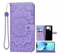 Auotu Cuir with Protection de la caméra PU Coque Flip Bookstyle Magnétique Housse Étui Cover Case pour DOOGEE Blade 10 Max/Blade 20 Ultra Smartphone (Violet with Fleurs Pattern)