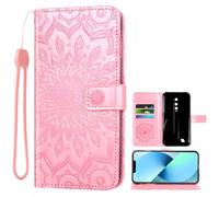 Auotu Cuir with Protection de la caméra PU Coque Flip Bookstyle Magnétique Housse Étui Cover Case pour Ulefone Armor X12 Pro / X12 Smartphone (Rose with Fleurs Pattern)