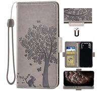 Auotu Cuir with Protection de la caméra PU Coque Flip Bookstyle Magnétique Housse Étui Cover Case pour IIIF150 Air 1 / IIIF150 Air 1 Pro Smartphone (Gris with Arbre Pattern)