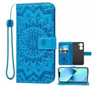 Auotu Cuir with Protection de la caméra PU Coque Flip Bookstyle Magnétique Housse Étui Cover Case pour Oukitel C58 / Oukitel C58 Pro Smartphone (Bleu with Fleurs Pattern)