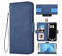 Auotu Cuir with Protection de la caméra PU Coque Flip Bookstyle Magnétique Housse Étui Cover Case pour Doogee S300 Plus / S300 Pro Smartphone (Bleu)
