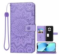 Auotu Cuir with Protection de la caméra PU Coque Flip Bookstyle Magnétique Housse Étui Cover Case pour DOOGEE V40 Pro Smartphone (Violet with Fleurs Pattern)