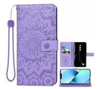 Auotu Cuir with Protection de la caméra PU Coque Flip Bookstyle Magnétique Housse Étui Cover Case pour Ulefone Armor X12 Pro / X12 Smartphone (Violet with Fleurs Pattern)