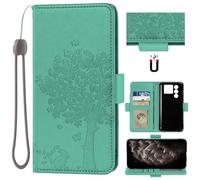 Auotu Cuir with Protection de la caméra PU Coque Flip Bookstyle Magnétique Housse Étui Cover Case pour DOOGEE Blade 10 Max/Blade 20 Ultra Smartphone (Vert with Arbre Pattern)