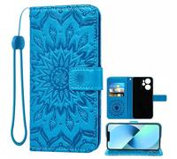 Auotu Cuir with Protection de la caméra PU Coque Flip Bookstyle Magnétique Housse Étui Cover Case pour Blackview Oscal Tiger 13 5G Smartphone (Bleu with Fleurs Pattern)
