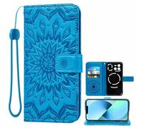 Auotu Cuir with Protection de la caméra PU Coque Flip Bookstyle Magnétique Housse Étui Cover Case pour DOOGEE Blade GT/DOOGEE Blade GT Ultra Smartphone (Bleu with Fleurs Pattern)