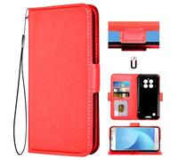 Auotu Cuir with Protection de la caméra PU Coque Flip Bookstyle Magnétique Housse Étui Cover Case pour Oukitel WP28 / WP28E / WP28S / OUKITEL G1 Smartphone (Rouge)