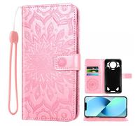Auotu Cuir with Protection de la caméra PU Coque Flip Bookstyle Magnétique Housse Étui Cover Case pour DOOGEE S200 / DOOGEE S200 X 5G Smartphone (Rose with Fleurs Pattern)