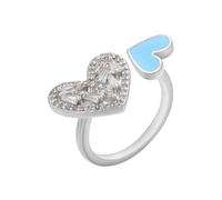 AUOU 1 bague dorée en forme de cœur pour femme en émail qui coule à l'huile, Pierre