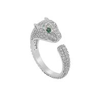 AUOU 1 bague d'ouverture léopard pour homme européen et américain hip-hop avec micro incrusté de zircons, Pierre