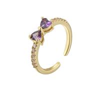 AUOU 1 bague réglable en cuivre plaqué or avec nœud papillon pour femme, cadeau de fête d'anniversaire, Pierre