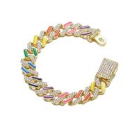 AUOU 1 bracelet coloré en forme de goutte d'huile cubaine pour homme et femme avec pierres en oxyde de zirconium, 1,2 x 18 cm, Pierre