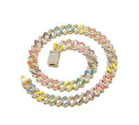 AUOU 1 bracelet coloré en forme de goutte d'huile cubaine pour homme et femme avec pierres en oxyde de zirconium, 1,2 x 50 cm, Pierre