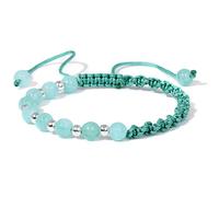 AUOU 1 bracelet de perles rondes bleues en pierre naturelle tressée en calcédoine de 6 mm, Pierre