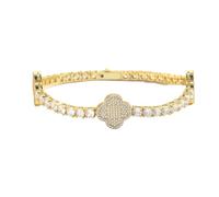 AUOU 1 bracelet rivière de style hip-hop européen et américain avec rangée de trèfles en diamants, Pierre