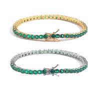 AUOU 1 bracelet rivière européen et américain Hip-hop vert zircon, Pierre