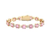 AUOU 1 bracelet rivière style hip-hop rose avec oxyde de zirconium carré, Pierre