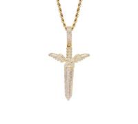 AUOU 1 collier avec pendentif épée en zircon pour homme, Pierre