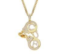 AUOU 1 collier avec pendentif menottes de style hip-hop européen et américain, Pierre